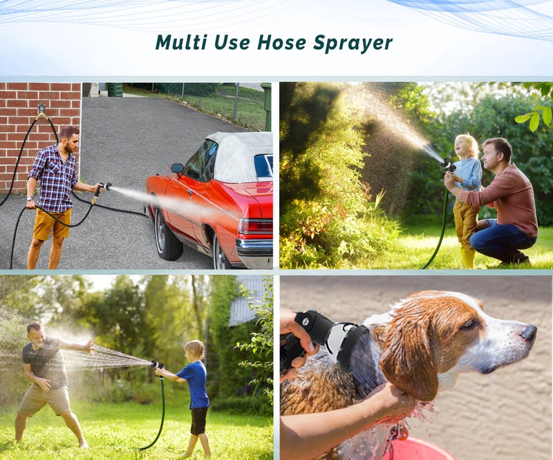 Morvat Garden Hose Nozzle Sprayer with 10 Spray Patterns, Slip Resistant Thumb Controlled Grip with On/Off Lock, Heavy-Duty High Pressure Water - Flow Control for Plants, Lawn, Pets, Cars - 2-PACK - Image 5